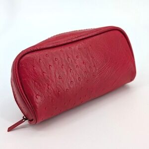 Parfums Amarige de Givenchy Red Ostrich Embossed Faux Leather Cosmetic Bag